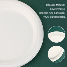 Load image into Gallery viewer, Wuadua 9 Inch Disposable Sugarcane Paper Plates [70-Pack]
