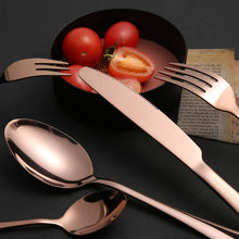 Load image into Gallery viewer, 24Pcs Stainless Steel Flatware Set Color	Rose Gold
