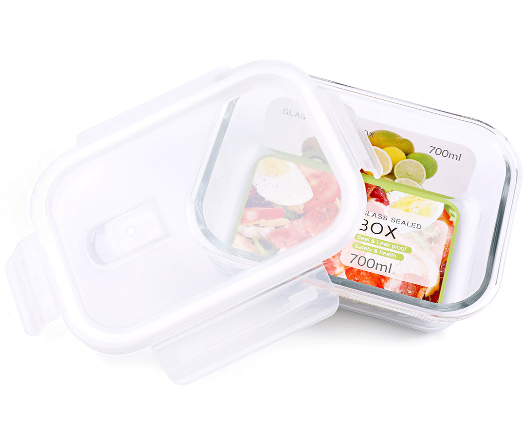 wuadua 700ML Glass Containers with Lids Airtight Lunch Containers